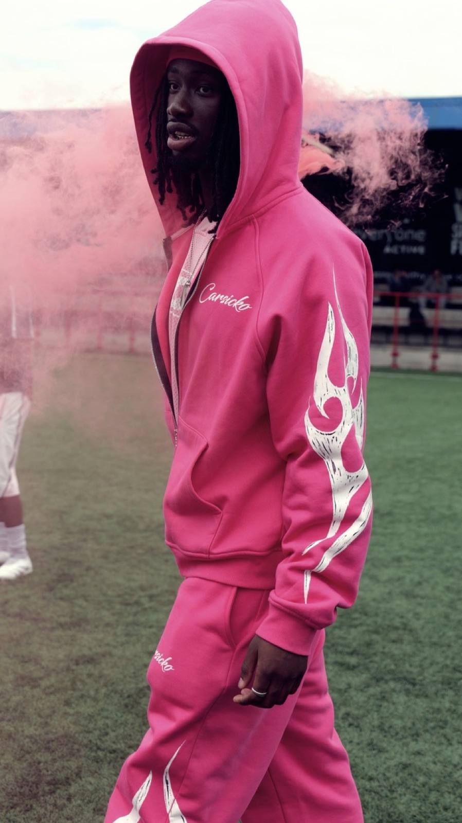 Pink hood in pink smoke, the Carsicko shoot